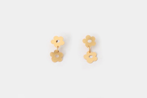 画像1: FLOWER - ETCHED METAL EARRINGS 2-PIECE