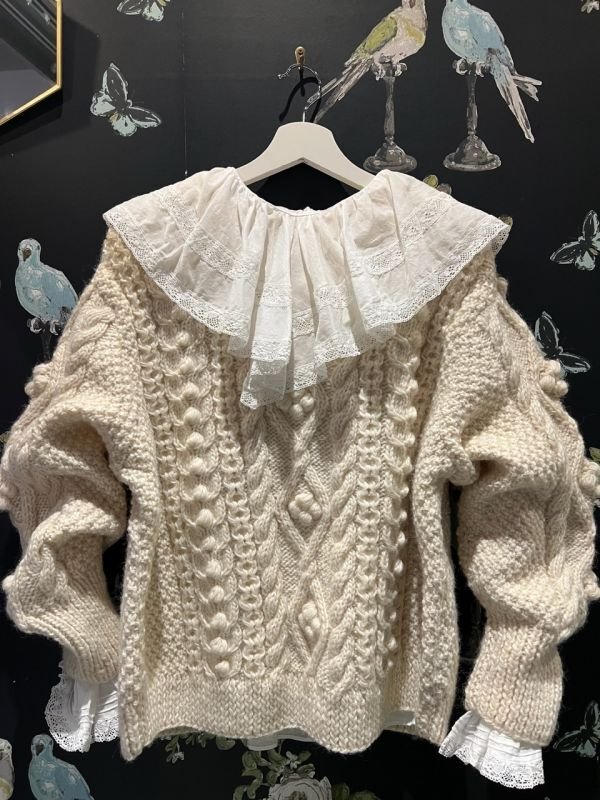 画像24: 80ボイル レースピンタックラッフルケープ衿ブラウス (WH)