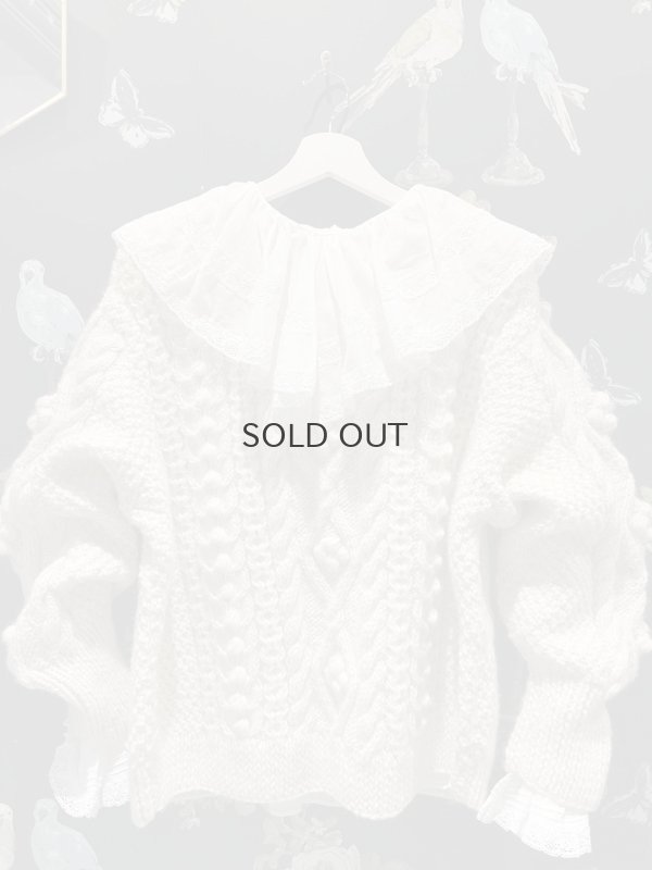 画像24: 80ボイル レースピンタックラッフルケープ衿ブラウス (WH)