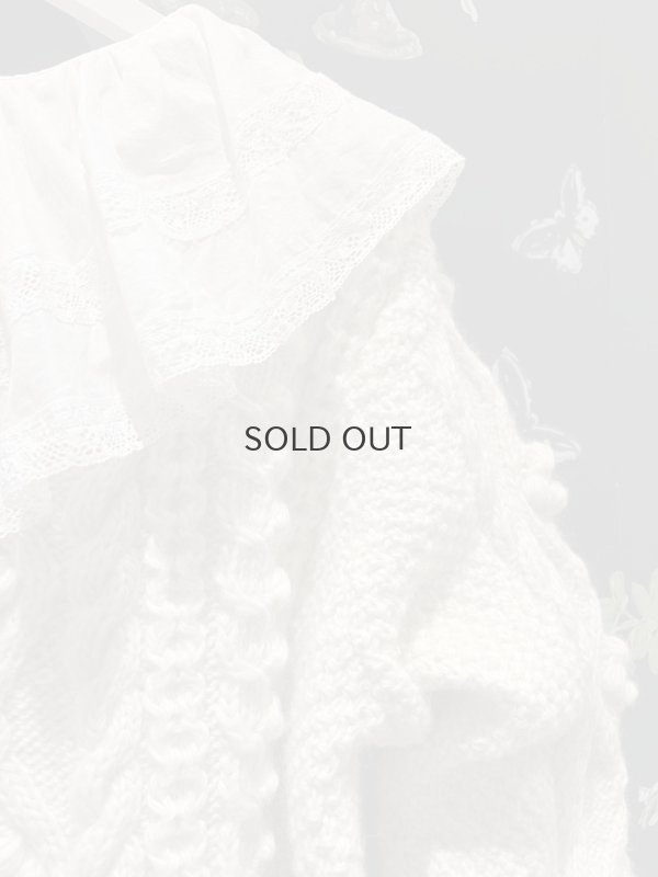 画像25: 80ボイル レースピンタックラッフルケープ衿ブラウス (WH)