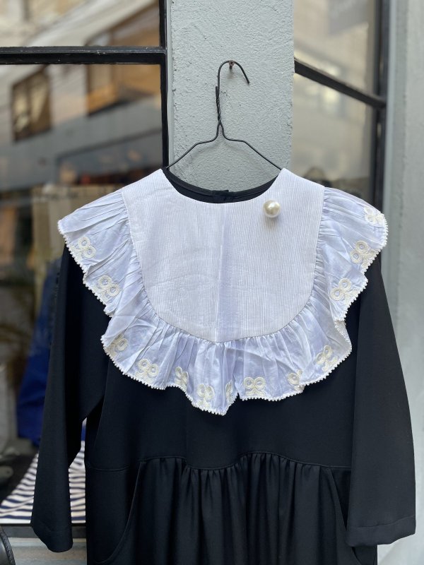 画像19: Khadi Silk Tie Embroidery Frill Collar (WH)