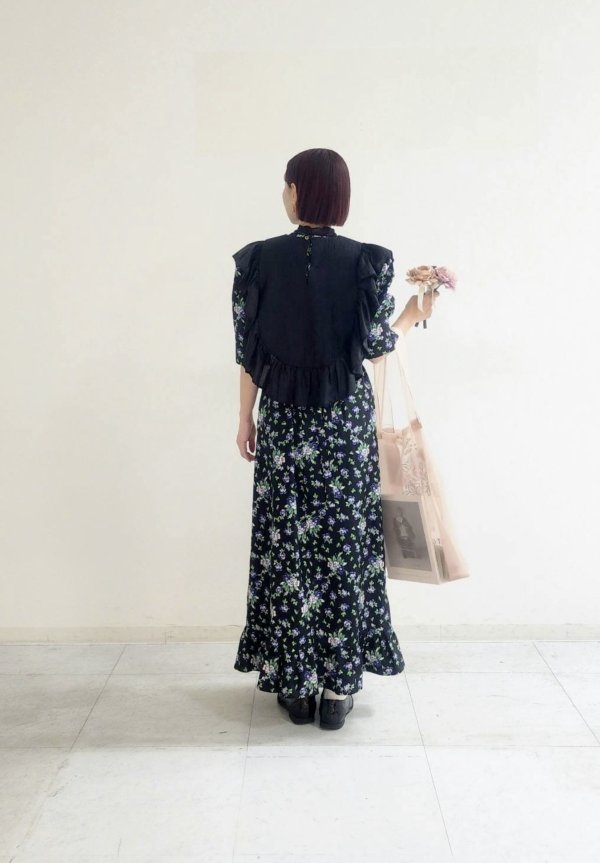 画像22: 別注!! Silk Pin Tuck RuffleCollar (BK)