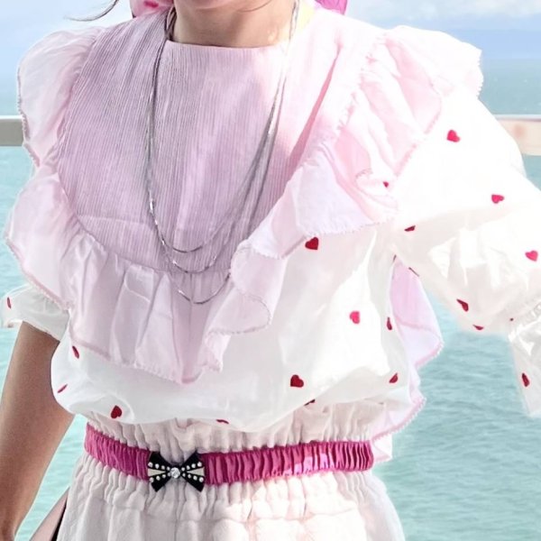 画像11: Khadi Cotton Silk Pin Tuck Ruffle Collar (EC)