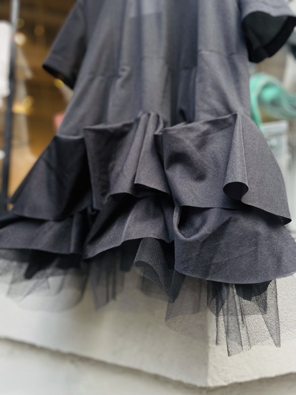 画像3: エステルトリコット×ナイロンチュールカットソー (BK)