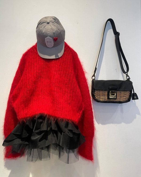 画像5: ウール片畦起毛加工モヘヤニット(BK)