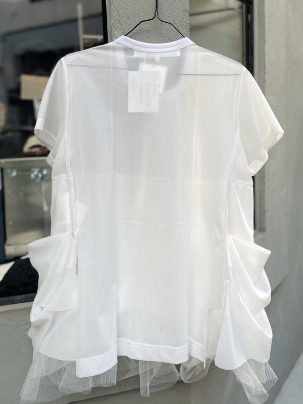 画像5: エステルトリコット×ナイロンチュールカットソー (WH)