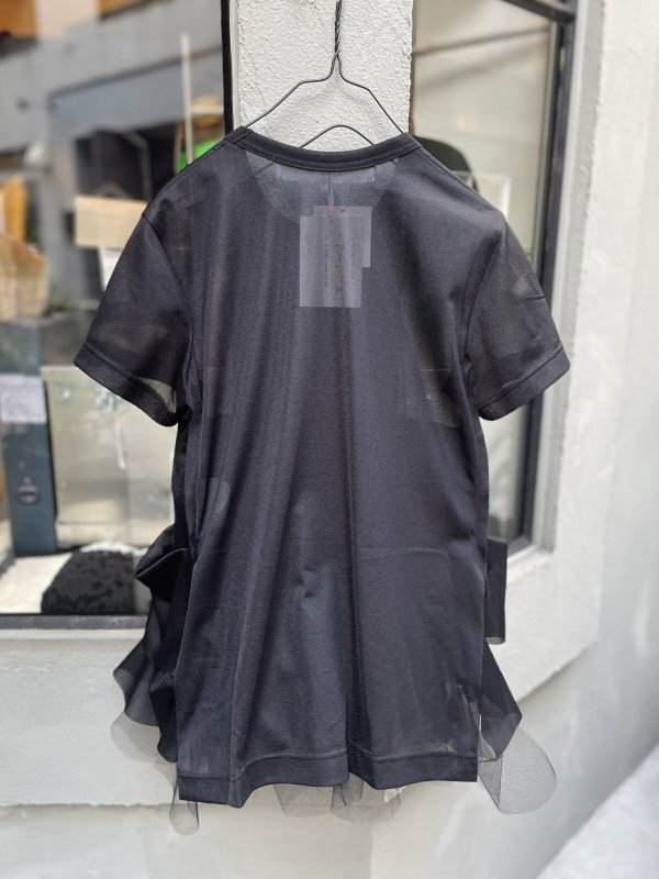 画像5: エステルトリコット×ナイロンチュールカットソー (BK)