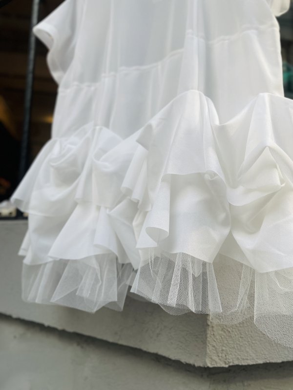 画像3: エステルトリコット×ナイロンチュールカットソー (WH)