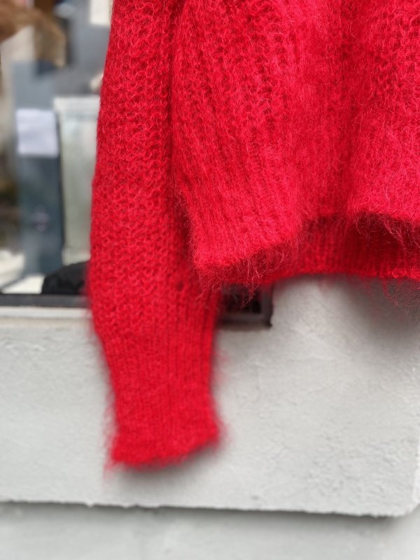 画像2: ウール片畦起毛加工モヘヤニット(BK)