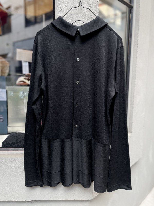 画像4: ウール天竺 丸衿 長袖カットソー (BK)