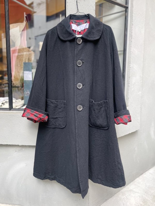 画像1: ウールナイロンツイル縮絨(BK)