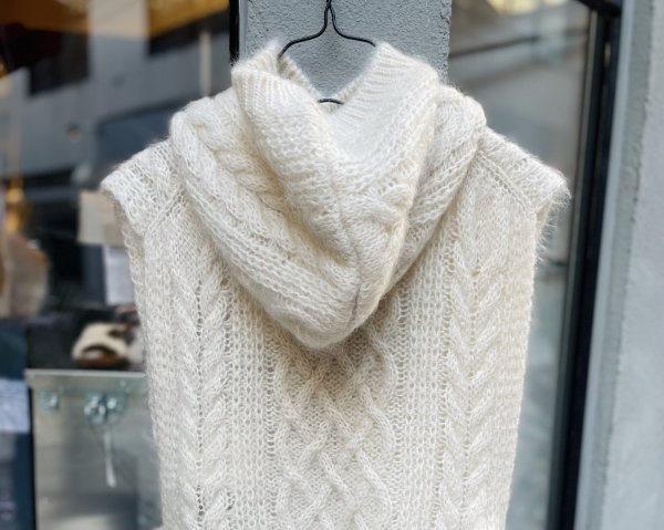 画像3: BOTONER モヘヤアラン柄 フード付きベスト (IV)