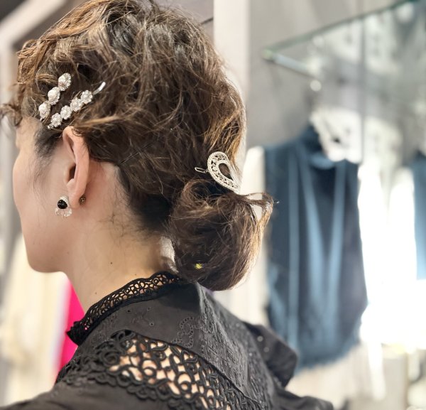 画像18: pearl×crystal hair pin (30739)