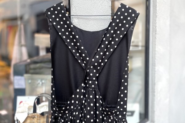 画像4: レーヨンローン水玉抜染プリント×エステルサテンエプロンワンピース (BKWH)