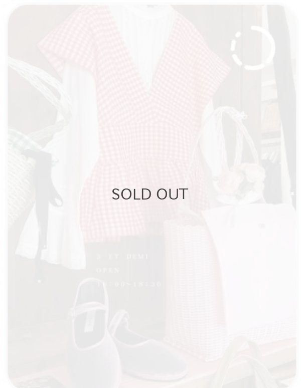 画像13: Khadi Linen Cotton Gingham Check Gingham Ribbon Gilet (RD)