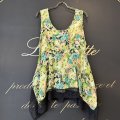 SALE15%OFF!! blossom garden cupro print top (GR)