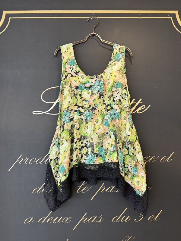 画像1: blossom garden cupro print top (GR)