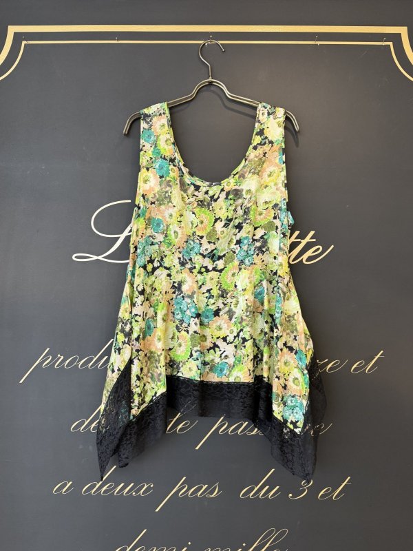 画像2: blossom garden cupro print top (GR)