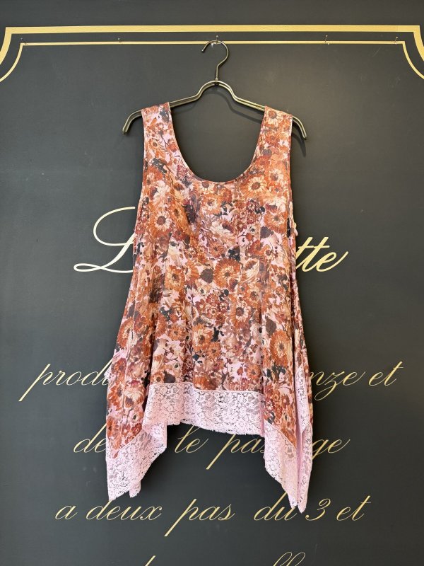 画像1: blossom garden cupro print top (BR)