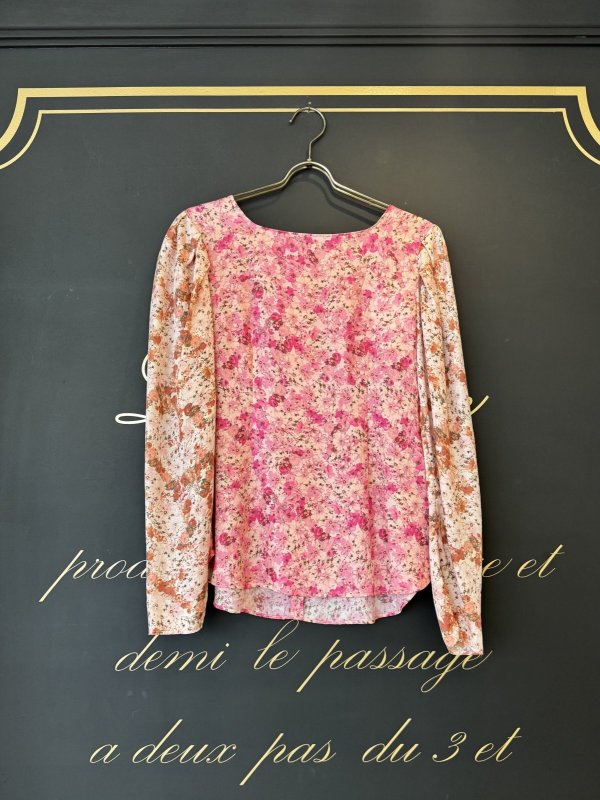 画像1: poetic blossom cupro print top (BR)