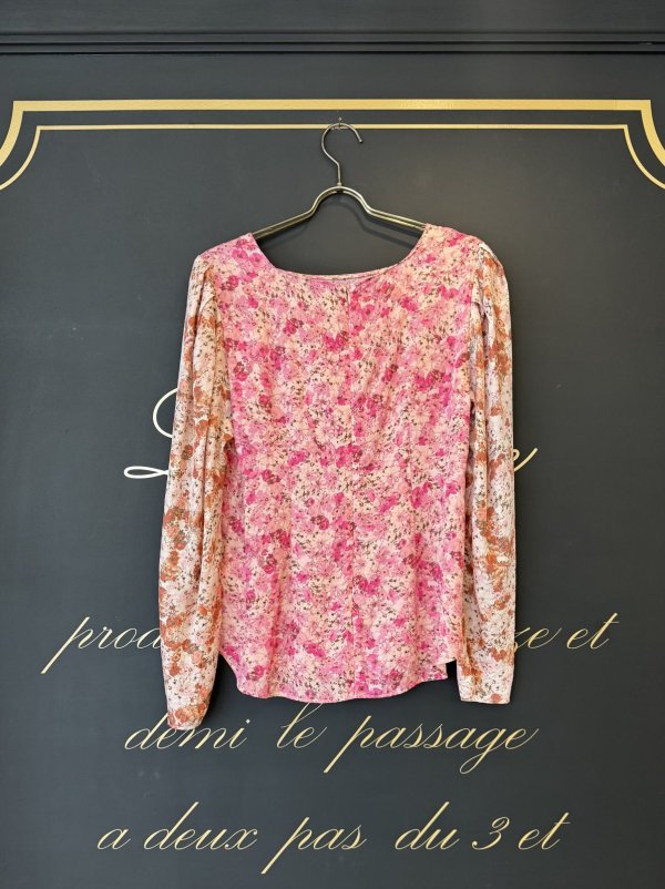 画像2: poetic blossom cupro print top (BR)