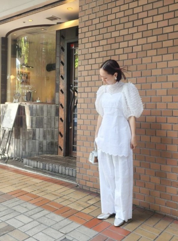 画像14: SALE30％OFF‼︎ cotton scalloped embroidery pants (WH)
