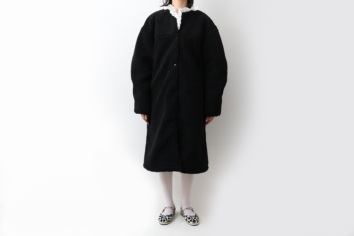 CHILD WOMAN エコペル リサイクルボア ノーカラBIGカーディガン