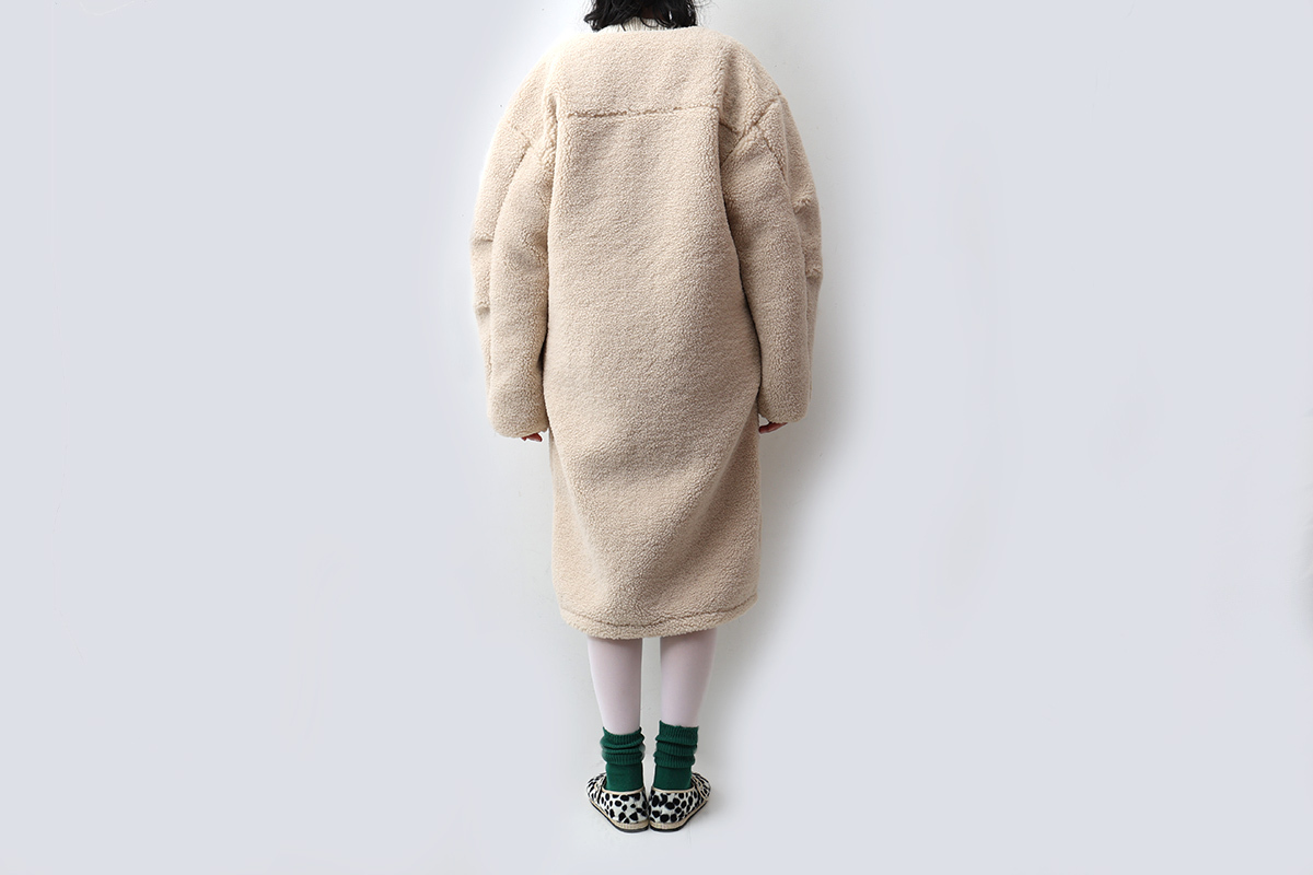 CHILD WOMAN エコペル リサイクルボア ノーカラBIGカーディガン