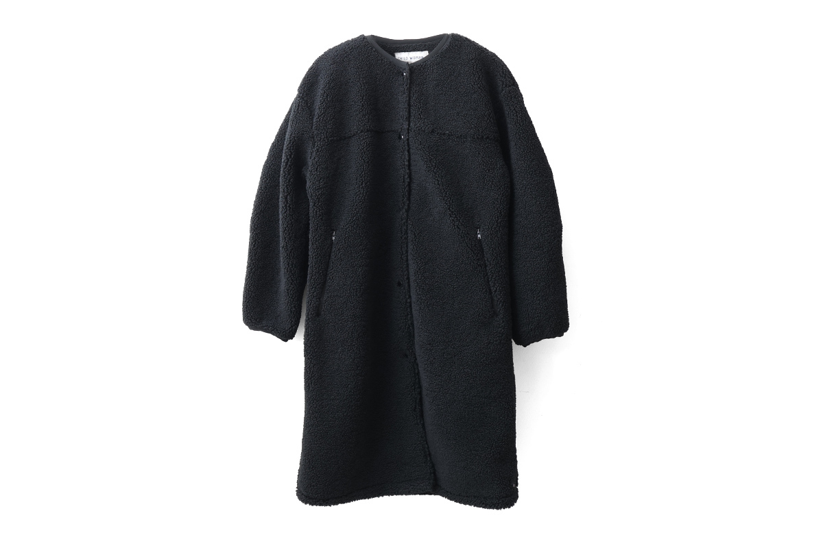 SALE!! エコペル リサイクルボア ノーカラBIGコート (BK)