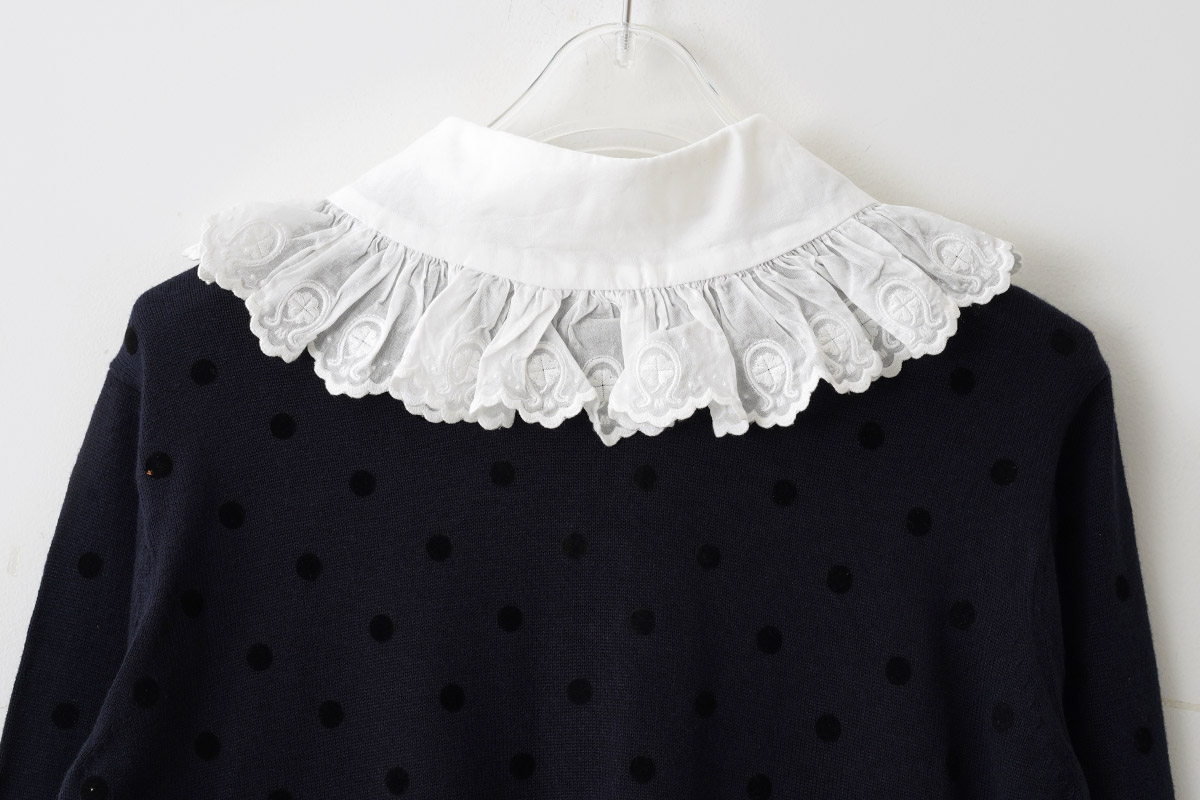 当店在庫してます! ミュベール クローバーレース襟ニット イエロー38