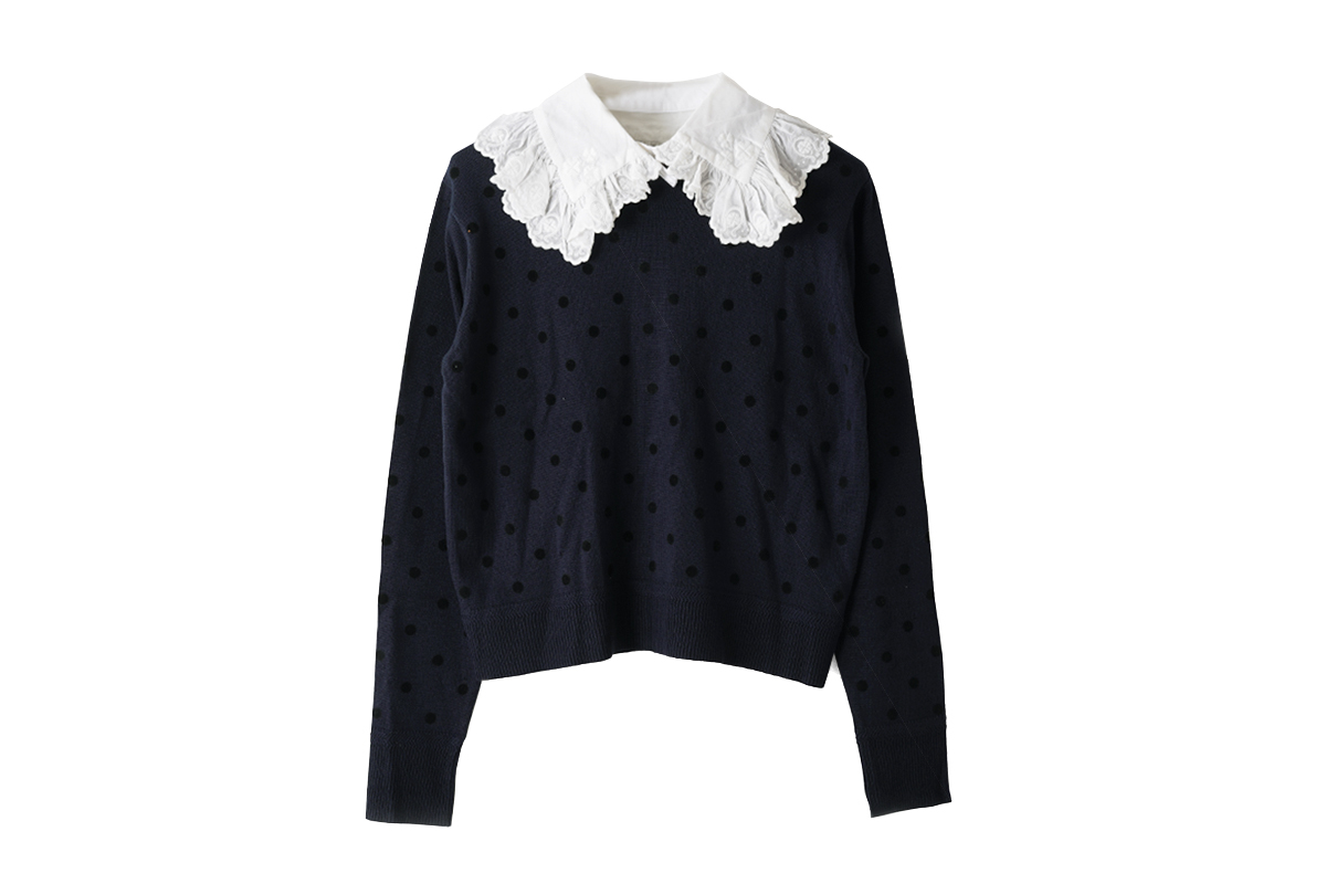 当店在庫してます! ミュベール クローバーレース襟ニット イエロー38