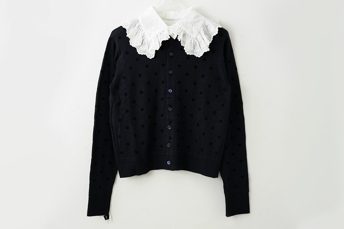 当店在庫してます! ミュベール クローバーレース襟ニット イエロー38