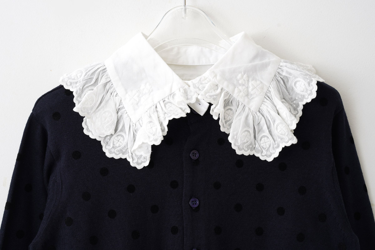 当店在庫してます! ミュベール クローバーレース襟ニット イエロー38