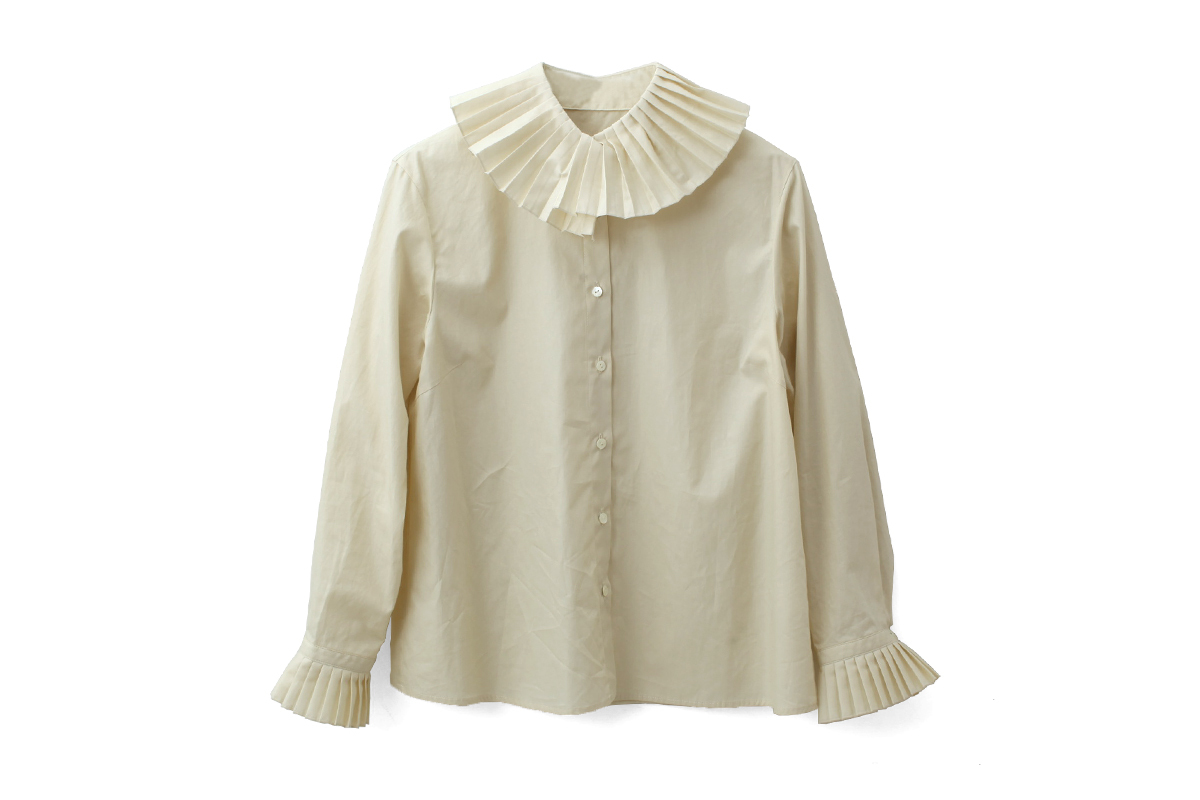 大森伃佑子 3 Et Demi Velvet Basket プリーツカラーブラウス