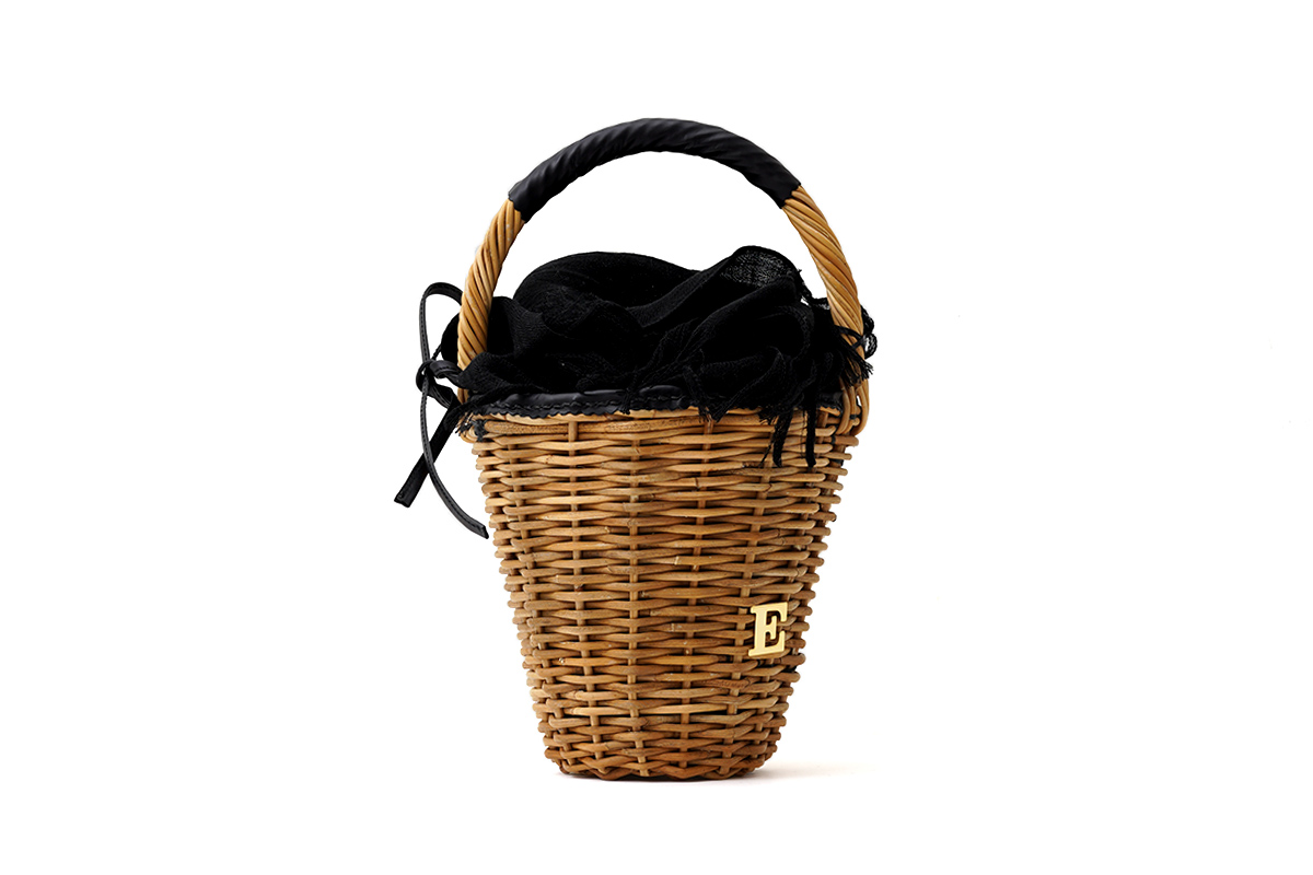 良好品】 エバゴス ebagos Amu 麻かぶせ かごバッグ バスケットバケツ