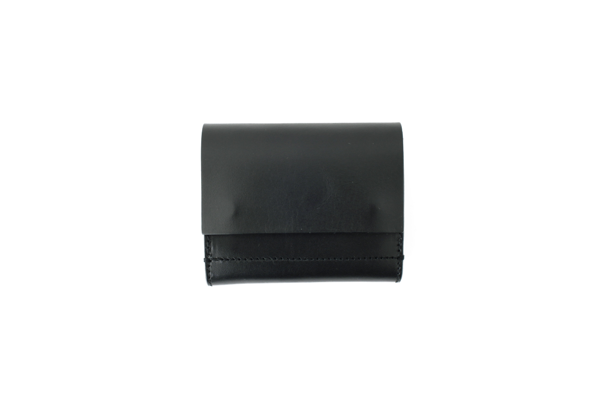 オイルショルダーレザー 三つ折スナップボタン財布（BK）