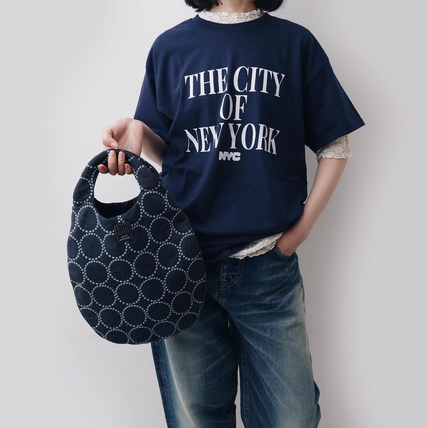 CHILD WOMAN 縮絨ラッセルレース ハイネックプルオーバー