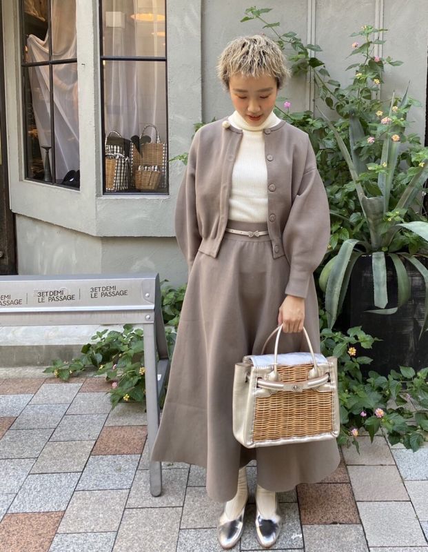 キャズエドゥミ別注 AMOSSAミラノリブ BIGカーディガン 別注