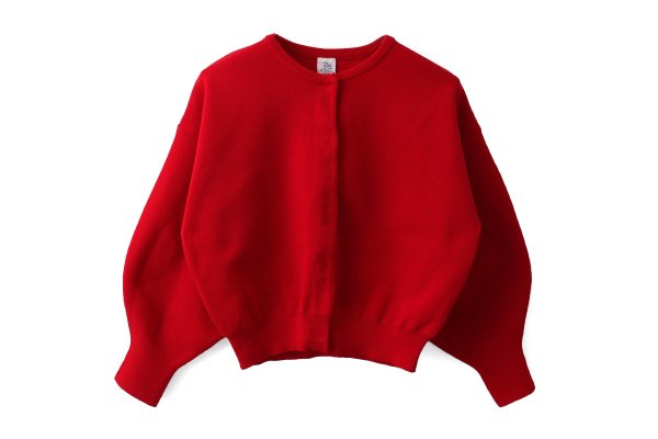 画像1: AMOSSAミラノリブ BIGパフスリーブカーディガン (RD:15) (1)