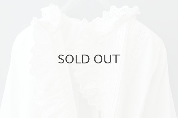 画像7: 再入荷!! ブロード レースピンタックスタンドブラウス (WH) (7)