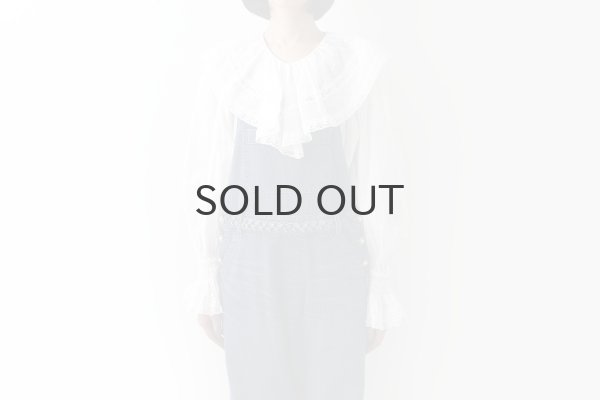 画像16: 80ボイル レースピンタックラッフルケープ衿ブラウス (WH) (16)