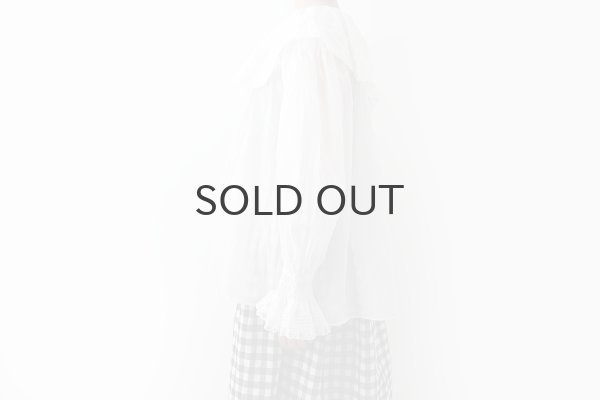 画像12: 80ボイル レースピンタックラッフルケープ衿ブラウス (WH) (12)