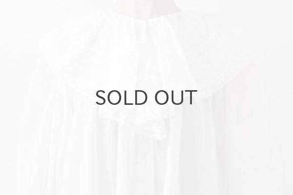 画像15: 80ボイル レースピンタックラッフルケープ衿ブラウス (WH) (15)