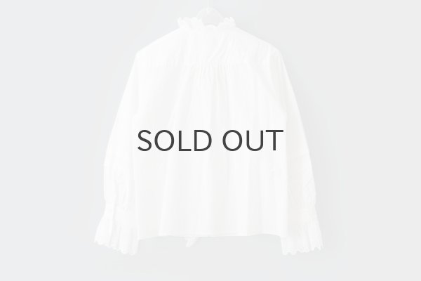 画像3: 再入荷!! ブロード レースピンタックスタンドブラウス (WH) (3)