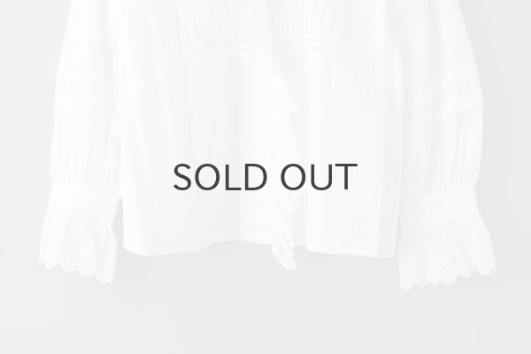 画像9: 再入荷!! ブロード レースピンタックスタンドブラウス (WH) (9)