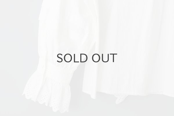 画像10: 再入荷!! ブロード レースピンタックスタンドブラウス (WH) (10)