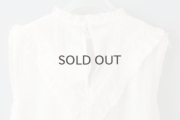 画像10: コットンメッシュ レースノースリーブブラウス (IV) (10)