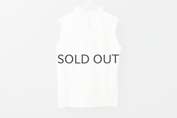 画像2: 30/-天竺 レース襟ノースリインナー(WH) (2)