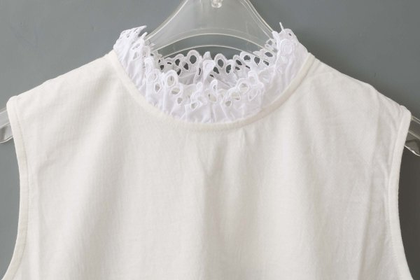 画像3: 30/-天竺 レース襟ノースリインナー(WH) (3)