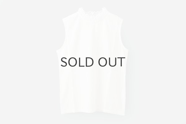 画像1: 30/-天竺 レース襟ノースリインナー(WH) (1)